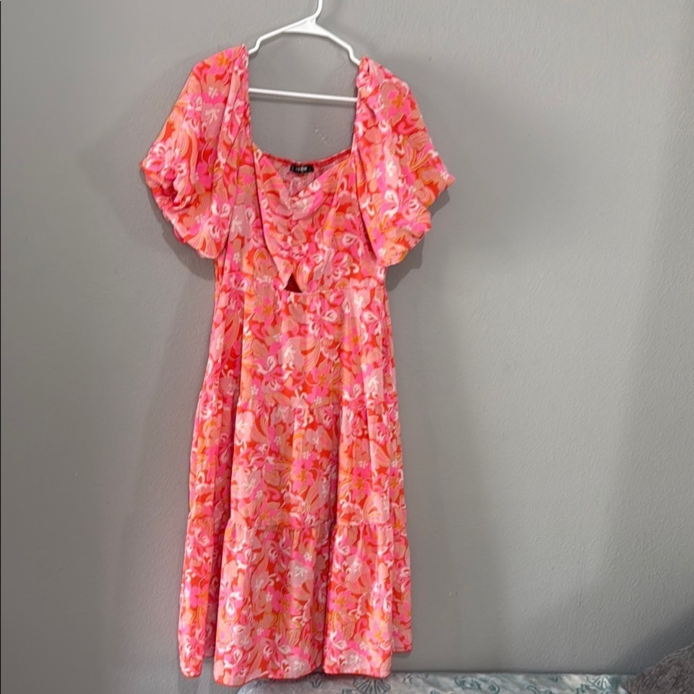 Psychedelic paisley 70s print cottagecore Floral Pink Maxi Dress - Picture 3 of 13